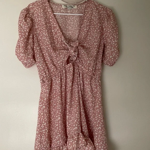 Pink and White Print Tea dress - Picture 2 of 5